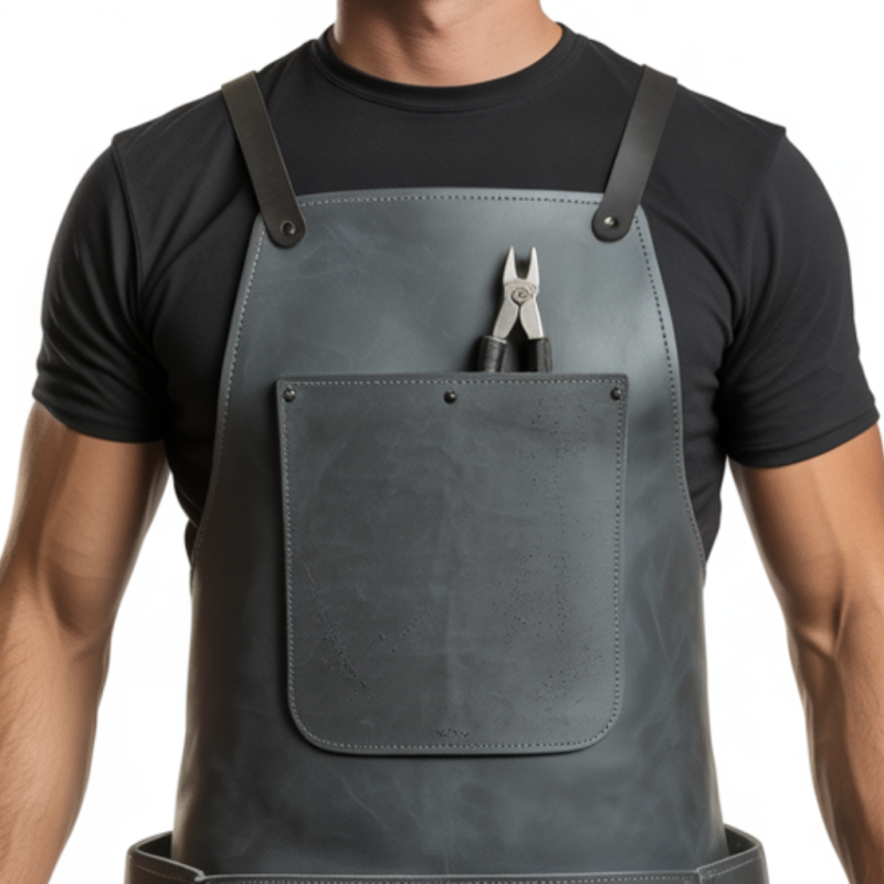 Black Charcoal Iron Burn Welding Leather Apron for Welders