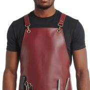Plain Maroon Buzz Barber Leather Apron