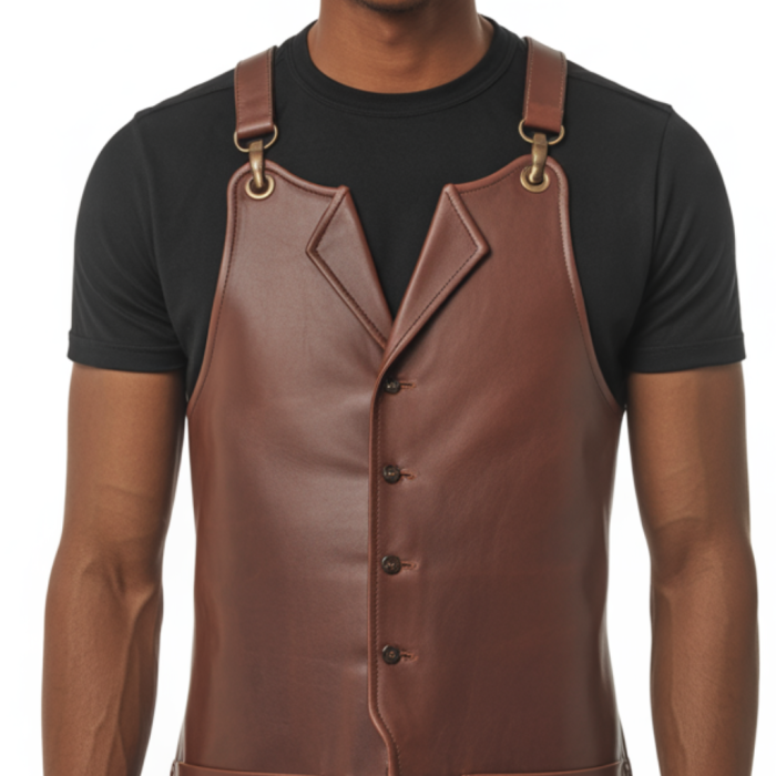 Brownish Blade Sweep Barber Leather Apron