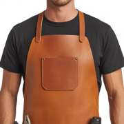 Welding leather apron with mahogany finish