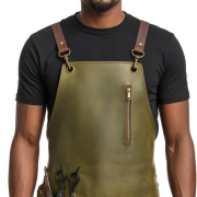 Greenish Blade Snap Barber Leather Apron