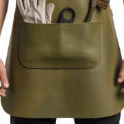 Welding leather apron with olive crackle finish