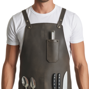 Carbon Flame Whisk Cooking Leather Apron premium full-grain design