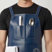 Blue Flame Sear Cooking Leather Apron with cross-back straps