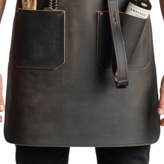 Charcoal Blade Flow Bartender Leather Apron