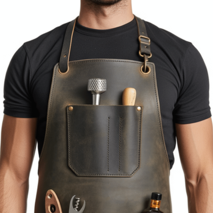 Burnt Sienna Edge Snip Bartender Leather Apron