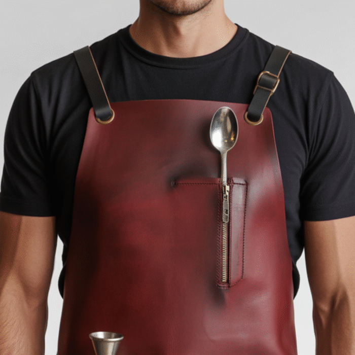 Chestnut Shear Grip Bartender Leather Apron