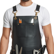 Buy Black Edge Hollow Woodworker Leather Apron Online