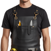 Durable Black Leather Apron for Woodworkers