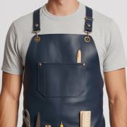 Navy Blade Vein Woodworker Leather Apron for sale