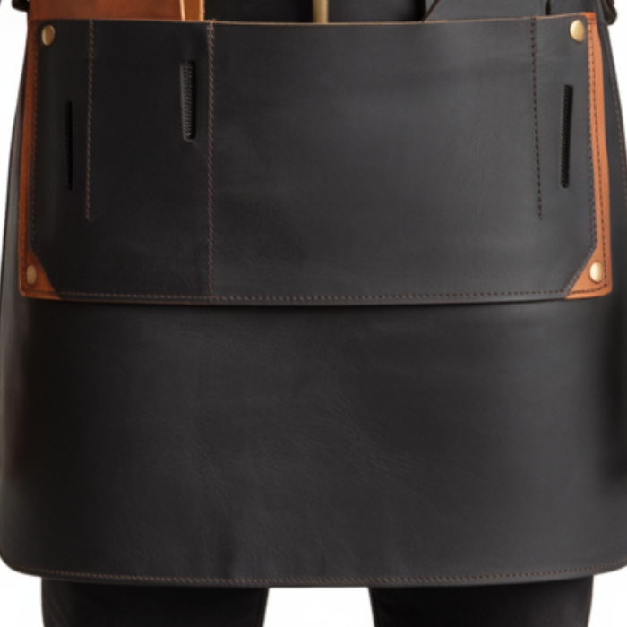 Black Edge Swipe Barber Leather Apron
