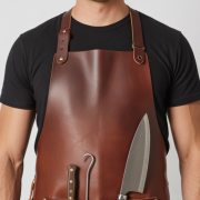 Professional Bronze Blade Hew Butcher Leather Apron with brass hardware