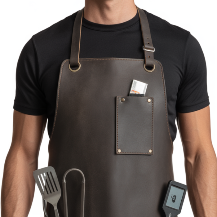 Bronze Axe Crisp BBQ Leather Apron