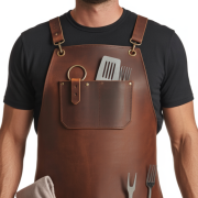 Umber Steel Sizzle BBQ Leather Apron
