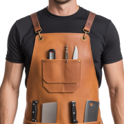 premium butcher leather apron driftwood brown