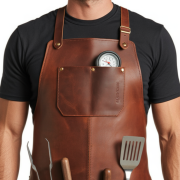 Jet Brown Axe Sear BBQ Leather Apron