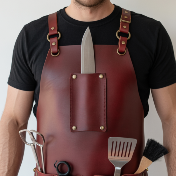 Reddish Blade Bark BBQ Leather Apron