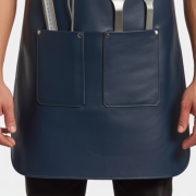 Navy Flame Curl BBQ Leather Apron