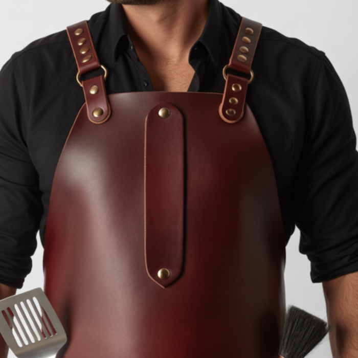 Maroonish Edge Char BBQ Leather Apron