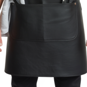 Premium black leather cooking apron with flame design