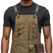 Olive Edge Cut Barber Leather Apron