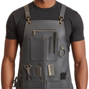 Charcoal Blade Fade Barber Leather Apron