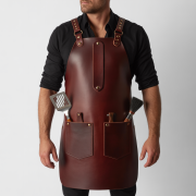 Maroonish Edge Char BBQ Leather Apron