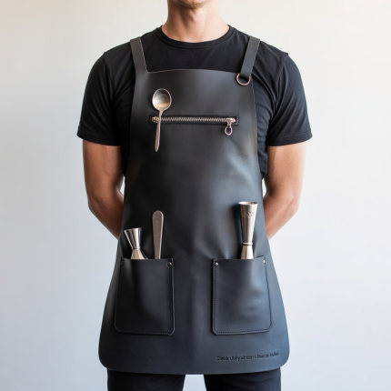 Walnut Blade Trim Bartender Leather Apron