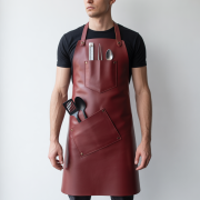 Maroon Iron Grill Cooking Leather Apron