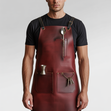 Chestnut Shear Grip Bartender Leather Apron