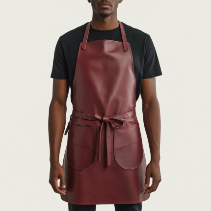 Maroon Comb Press Barber Leather Apron