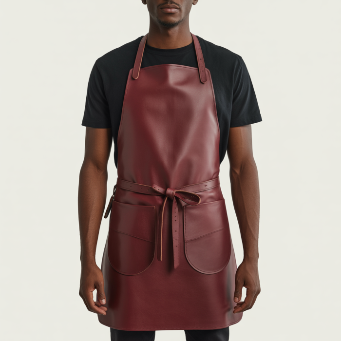 Maroon Comb Press Barber Leather Apron