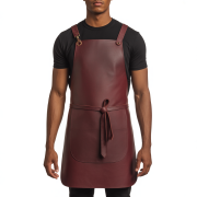 Reddish Walnut Edge Trim Barber Leather Apron