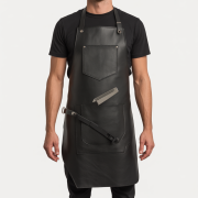 Black Tan Edge Crisp BBQ Leather Apron
