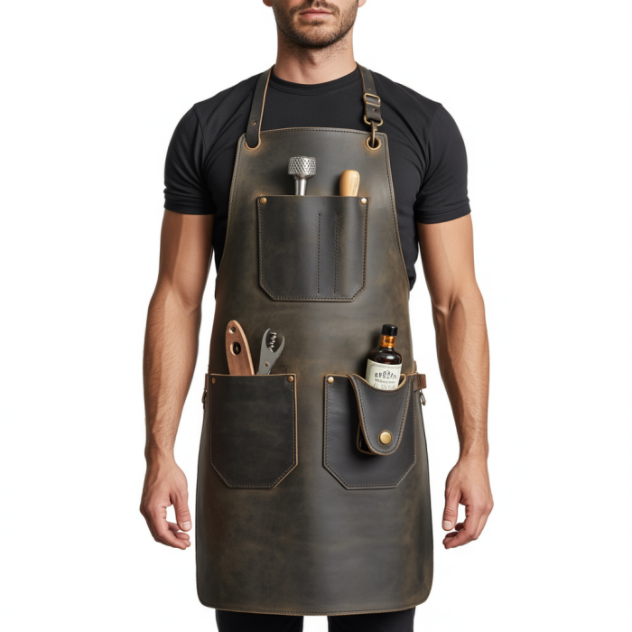 Burnt Sienna Edge Snip Bartender Leather Apron