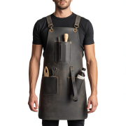 Charcoal Blade Flow Bartender Leather Apron