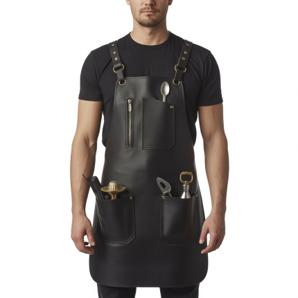 Rustic Iron Blend Bartender Leather Apron