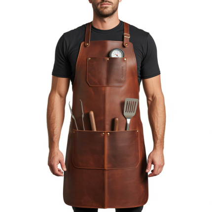 Jet Brown Axe Sear BBQ Leather Apron