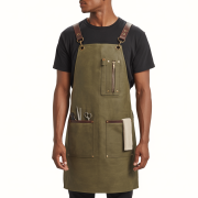 Olive Tan Razor Curl Barber Leather Apron