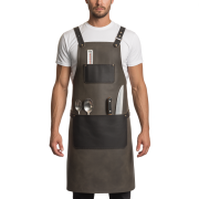 Gray Steel Flare Cooking Leather Apron
