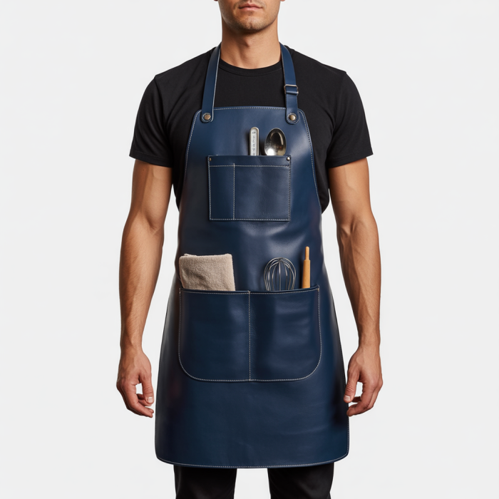 Bluish Blade Glaze Cooking Leather Apron