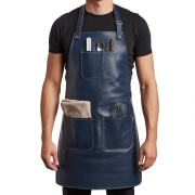Navy Iron Dice Cooking Leather Apron