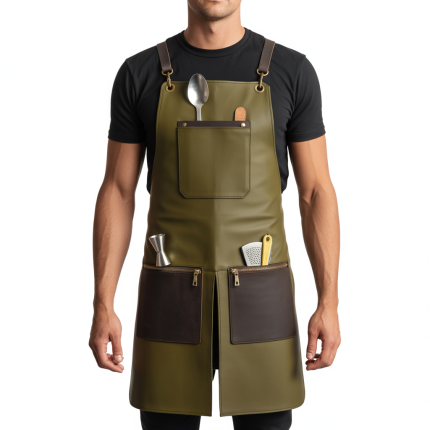 Olive Shear Dash Bartender Leather Apron