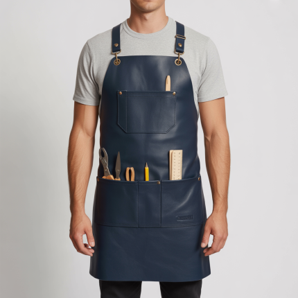 Navy Blade Vein Woodworker Leather Apron