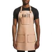 Natural Comb Touch Barber Leather Apron