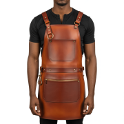Burnt Clay Edge Clip Barber Leather Apron