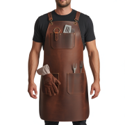 Umber Steel Sizzle BBQ Leather Apron