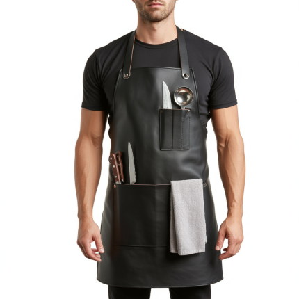 Blackish Blade Drizzle Cooking Leather Apron