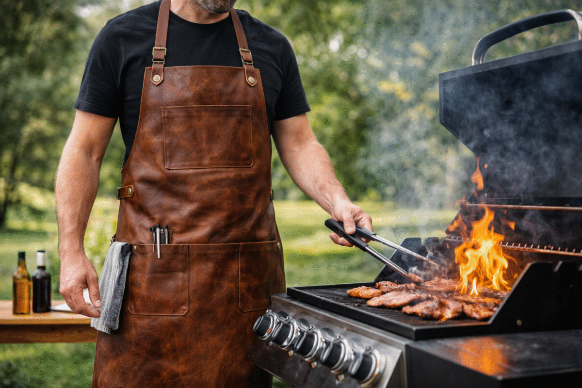 leather cooking apron