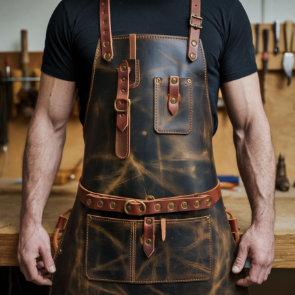 EcoHarvest Leather Gardening Apron with Reinforced Stitching & Tool Loops